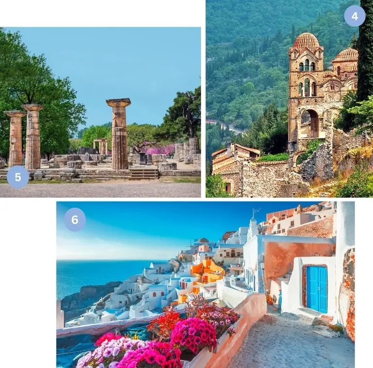 Unsere Lieblingsorte in Griechenland - Mystras, Olympia, Santorini - Wolters Rundreisen