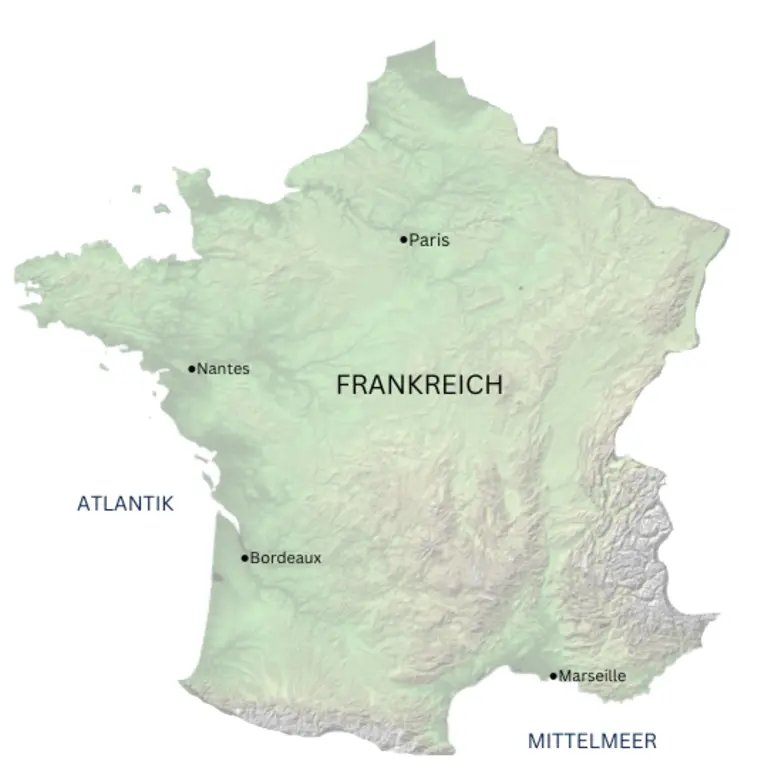 Karte von Frankreich geografische Ansicht